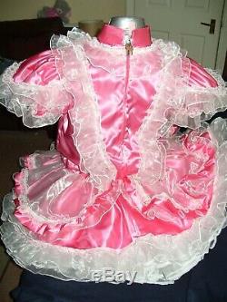 Sissymaidsadult Babyunisexcd/tv Pink Satin & White Lace & Organza Dress