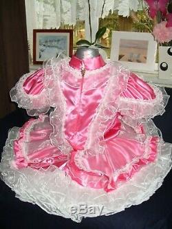 Sissymaidsadult Babyunisexcd/tv Pink Satin & White Lace & Organza Dress
