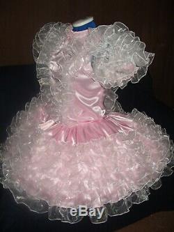 Sissymaidsadult Babyunisexcd/tv Pink Satin With Organza Ruffles Dress