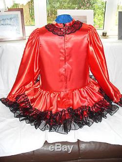 Sissymaidsadult Babyunisexcd/tv Red Satin, Black Organza Dress & Apro