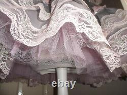 Sissymaidsadult Babyunisexcd/tv Silver Satin And Pink Lace Dress & Petticoat