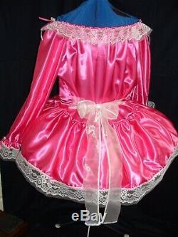 Sissymaidsadult Babyunisexcd/tvbardot Style Pink Satin White Lace Dress