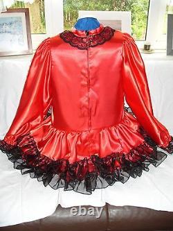 Sissymaidsadult Babyunisexcd/tvfetish Red Satin, Black Organza Dress & Apro
