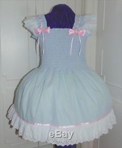 Sundress Cotton Blue Sissy Lolita Adult Baby Dress Aunt D