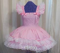 Sundress Cotton & Lace Candy Pink Sissy Lolita Adult Baby Dress Aunt D