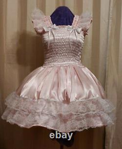Sundress Satin Blush Pink Lolita Sissy Adult Baby Dress Aunt D