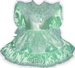 Susie Custom Fit Lacy MINT SATIN Adult LG Baby Sissy Dress LEANNE