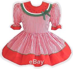 Tammy Custom Fit WATERMELON Stripes Adult LG Sissy Baby Dress LEANNE