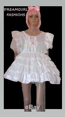 Unisex short adult baby dress, Fancy dress sissy 4 tier dress lolita cosplay
