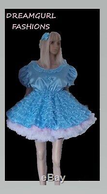 Unisex short adult baby dress Fancy dress sissy lolita cosplay ruffle 6 row lace