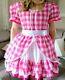 Unisex Short Gingham Adult Baby Dress Sissy Fancy Dress Lolita Cosplay