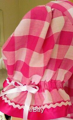 Unisex short gingham adult baby dress sissy fancy dress lolita cosplay