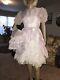 Vtg Lilac Merry Girl Dress Pearls Ruffles Costume Adult Baby Sissy Swishy 16p
