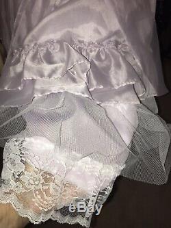 VTG Lilac Merry Girl Dress Pearls Ruffles Costume Adult Baby Sissy Swishy 16P