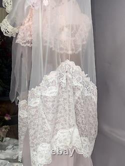 VTG SHEER LACE Chiffon Bell Slv Sissy Adult Baby Coquette DEMURE SISSY Gown Robe