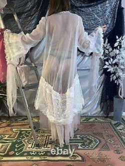 VTG SHEER LACE Chiffon Bell Slv Sissy Adult Baby Coquette DEMURE SISSY Gown Robe