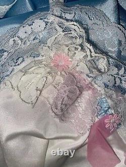 VTG Silky Nylon Pink Lace Daisys Flowers Sissy Panties Pjs Cami Set Adult Baby