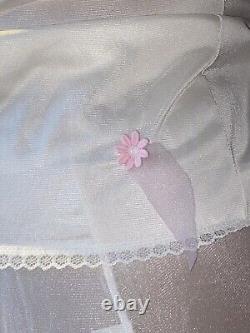 VTG Silky Nylon Pink Lace Daisys Flowers Sissy Panties Pjs Cami Set Adult Baby