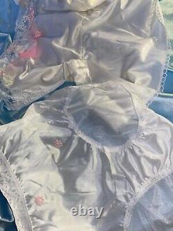 VTG Silky Nylon Pink Lace Daisys Flowers Sissy Panties Pjs Cami Set Adult Baby