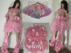 VTG Ultra Sheer 15 Denier Nylon With Silky Satin 5 Piece Prissy Sissy Set