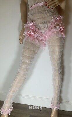 VTG Ultra Sheer 15 Denier Super Soft Nylon With Luxury Lace Sissy 3 Piece Set