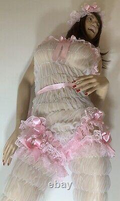 VTG Ultra Sheer 15 Denier Super Soft Nylon With Luxury Lace Sissy 3 Piece Set