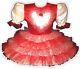 Vanessa Custom Fit Red Satin Tulle Heart Adult Baby Lg Sissy Dress Leanne