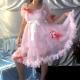 Vtg Pink Sheer Ruffled Lace Lolipop Anime Sissy Drag Adultbaby Candy Cd Tg Dress