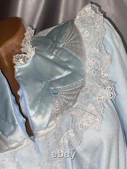 Vtg Sissy Adult Baby Cottagecore Shabby Chic Lace Zip Satin Quilt Robe Gown Nwt