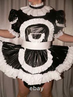 X38Adult Baby Sissy pvc dress with sewn in diaper pantykleid & Spreizhose