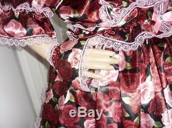 XL Sissy Adult Baby Deep Rose Satin & lace Frilly Dress cosplay lola CD TV 50