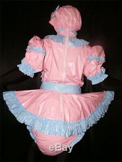 Z14Adult Baby Sissy pvc dress with sewn in diaper pantykleid & Spreizhose