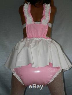 Z16Adult Baby Sissy pvc dress with sewn in diaper pantykleid & Spreizhose
