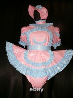 Z34Adult Baby Sissy pvc dress with sewn in diaper pantykleid & Spreizhose