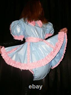 Z38Adult Baby Sissy pvc dress with sewn in diaper pantykleid & Spreizhose