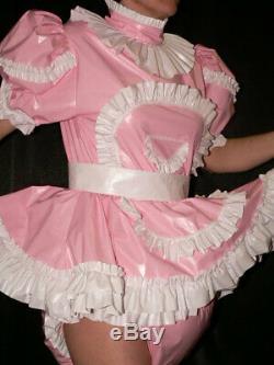 Z69Adult Baby Sissy Zofe pvc dress with sewn in diaper pantykleid &Spreizhose