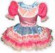 Zanna Custom Fit Pink & Blue Satin Adult Lg Baby Sissy Dress Leanne