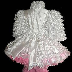 #d01 Bbt Adult Sissy Ruffles Taffeta Baby Prissy Dress Set 2pcs